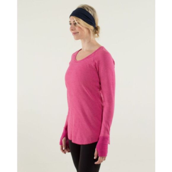 Lululemon Open Your Heart Striped Long Sleeve Reversible Knit Top Size S Pink - Picture 2 of 9